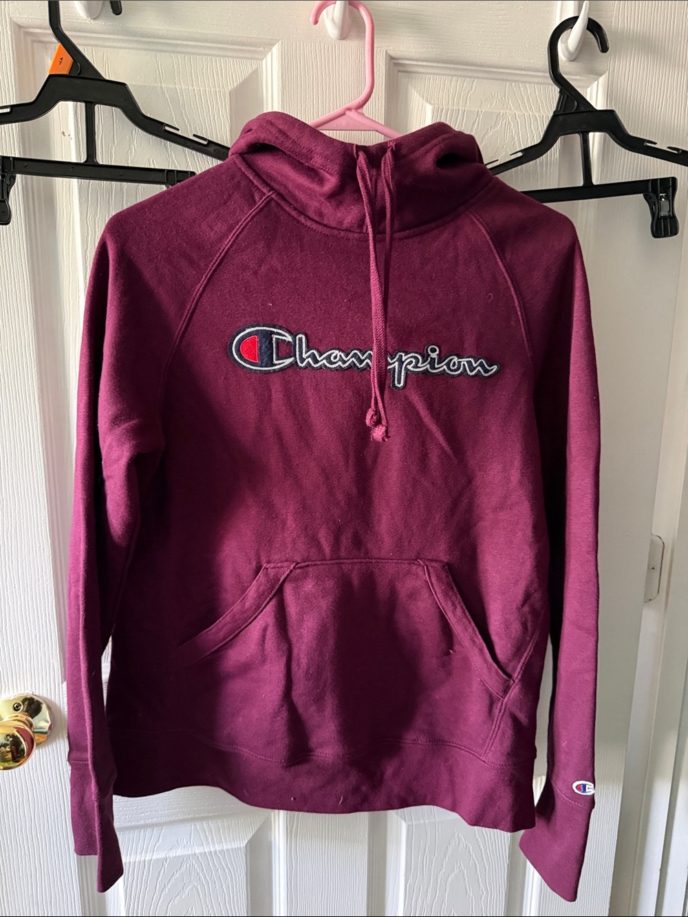 Champion Plum Pullover Hoodie with Embroidered Logo